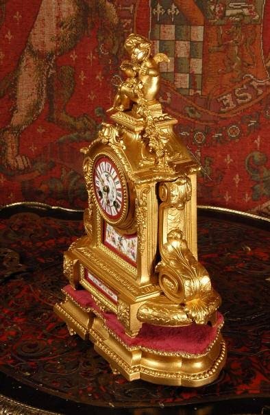 fig 1. ***** SOLD ***** Stunning Sevres Porcelain and Gilt Metal Boudoir Clock.